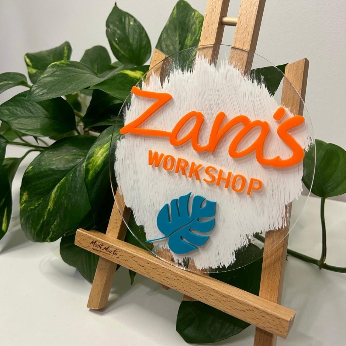 Zara's workshop sign